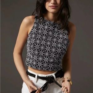 Maeve embroidered crop top
